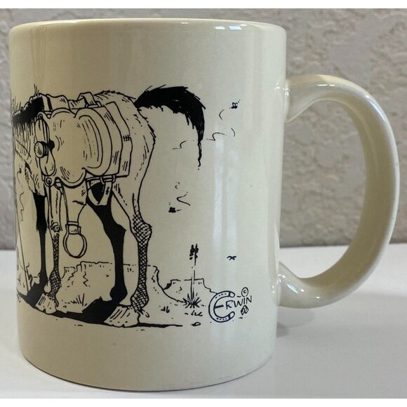 Erwin Cowboy Cartoon Coffee Mug Ceramic "Here,.....Drank this, I think you need" - Picture 3 of 6